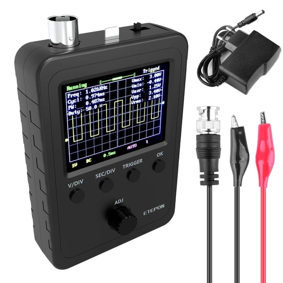Digital Oscilloscope Kit with BNC-Clip Cable Probe with Power Supply, (Assembled Finished Machine)