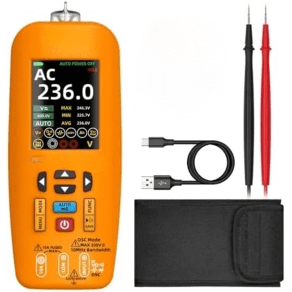 Digital Oscilloscope Multimeter 10MHz Bandwidth Handheld oscilloscope with 48MSa/s Sampling Rate 2.8 TFT LCD Scope Tester Rechargeable Capacitance Diode Ohm Amp Voltage Tester