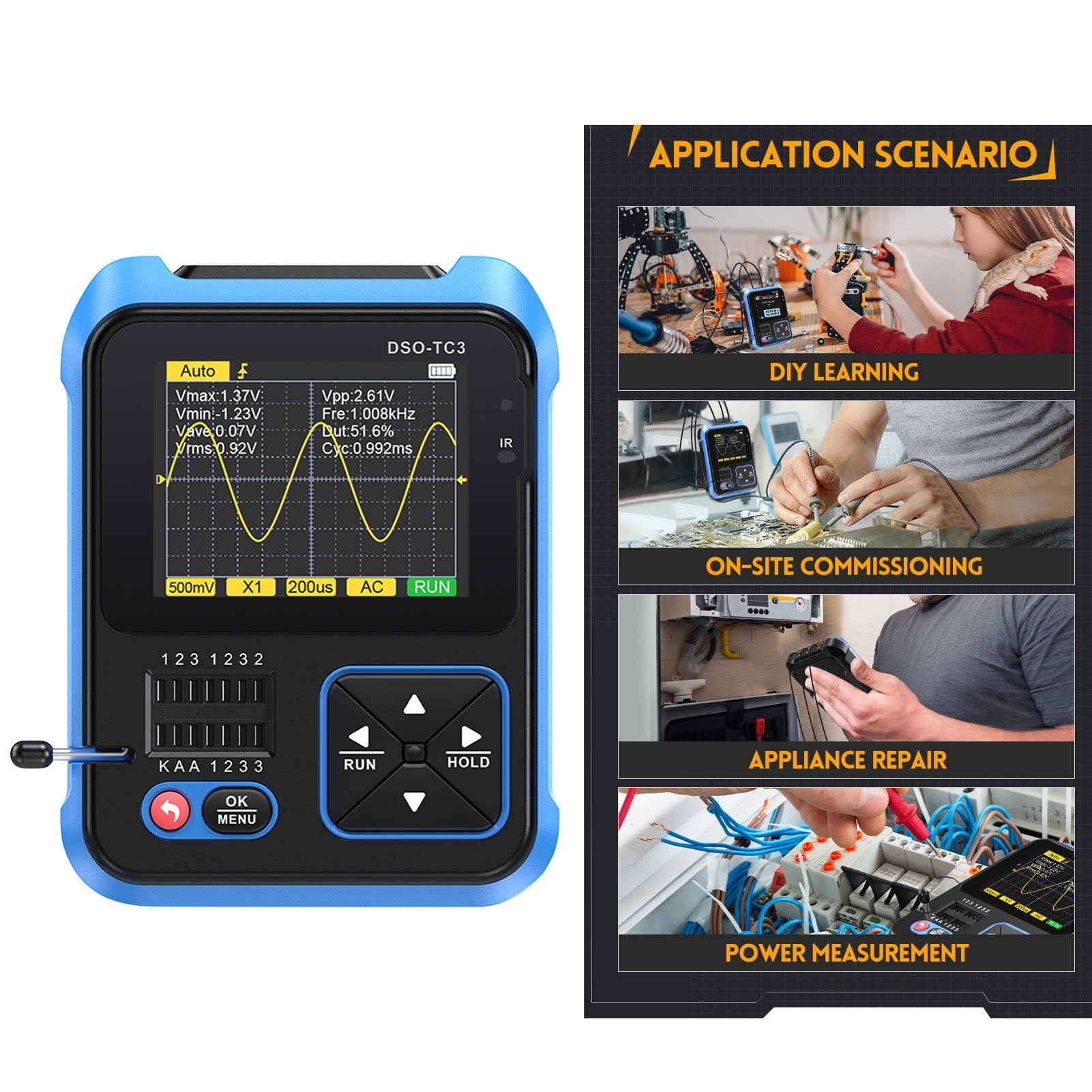 Digital Oscilloscope Portable Handheld Transistor Checker Tester