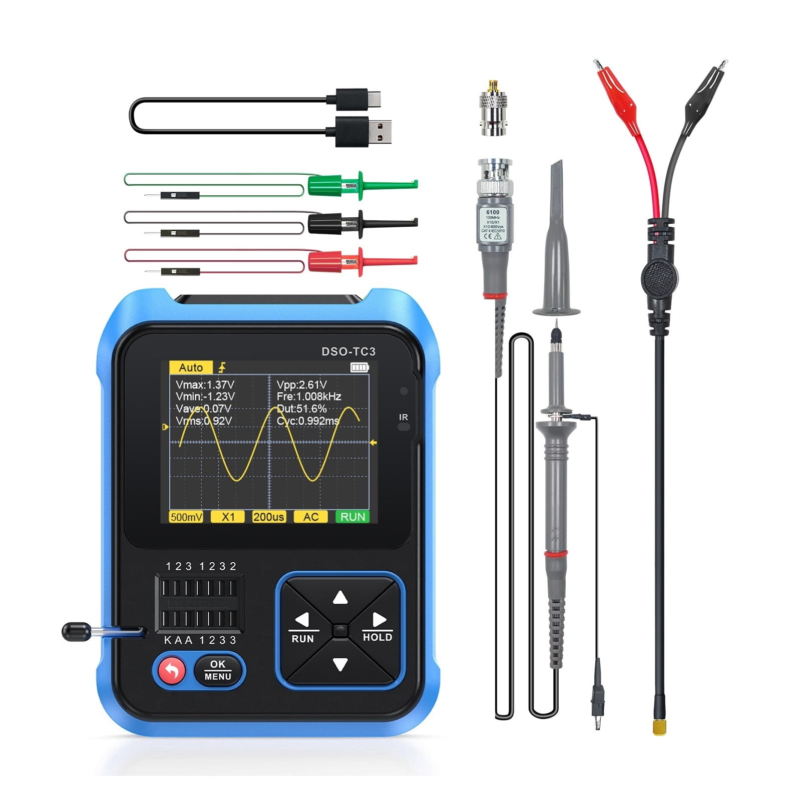 Digital Oscilloscope Transistor Tester Function Signal Generator 3 In 1 Multifunction Electronic Component Tester ,Professional Designed