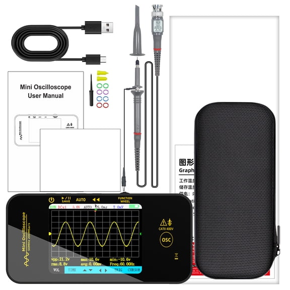 Digital Oscilloscope for Electronic Testing 50MHz Bandwidth 200Msps Sampling USB Portable Oscilloscope