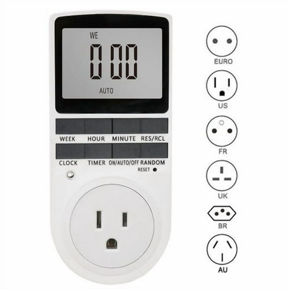 Digital Outlet Timer, Auto On/Off Light Timer for Lamps, Fans, Small Appliances, US Plug