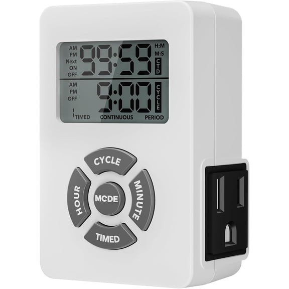 Digital Outlet Timer with Interval Repeat Cycle Indoor 24 Hour Programmable Outlet Timers for Electrical Outlet Energy Saving 3 Prong Plug-in Outlet with Countdown On/Off 125V/15A/1875W
