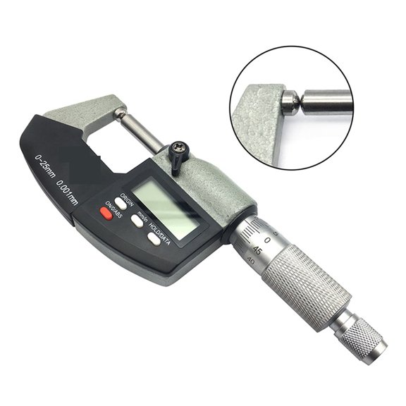 Digital Outside Micrometer 0-25mm 0.001mm Double Round Head Metric Gauge Micrometers Accurate Measuring Tool With Box ,Long Lasting