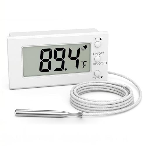 Digital Oven Thermometer with Probe -58F to 572F, High Low Temperature Alarm, LCD Display, Celsius/Fahrenheit Switch