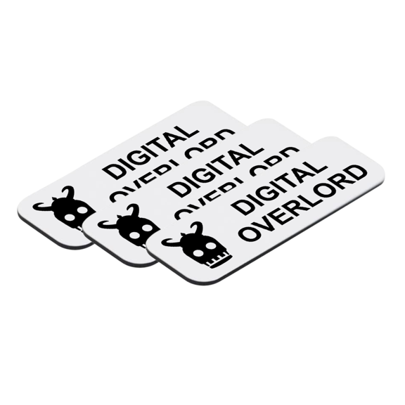 Digital Overlord 1" x 3" Name Tags, Stock Badges, White, (3 Pack)