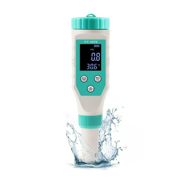 Digital PH/Chlorine/ORP/EC/TDS/Salinity/Temp/FAC Pool Water Quality Monitor PH Tester For Swimming Pool Aquarium Hydroponic Spa ,Multifunctional