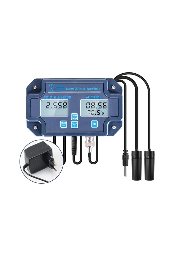 Digital PH EC TDS SALT SG.Temp Meter Water Quality Tester Data Logger 6-in-1 Smart Monitor Tuya APP Control ,Accurate - WHITE_1