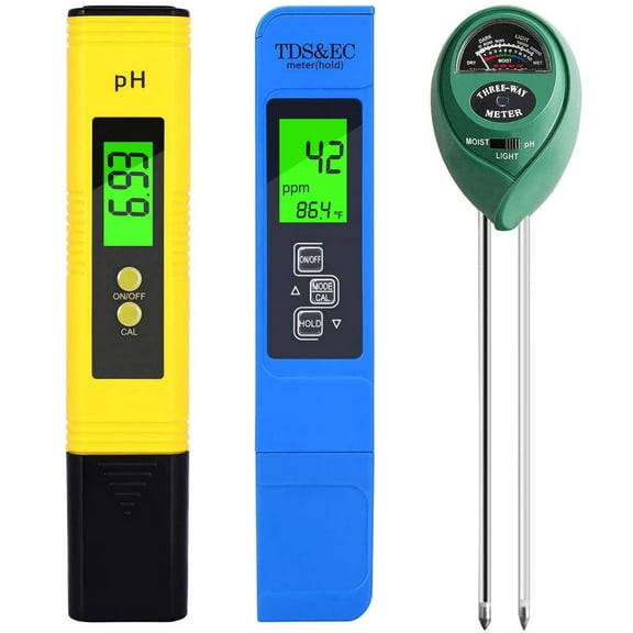Digital PH Meter,3-in-1TDS EC and Temperature Meter,Plant Soil MoistureTester Combo for Home,Garden and Hydroponics