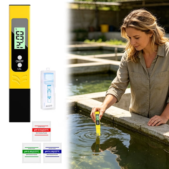 Digital PH Meter Pen with Auto Calibration for Aquariums Hydroponics Brewing Yellow