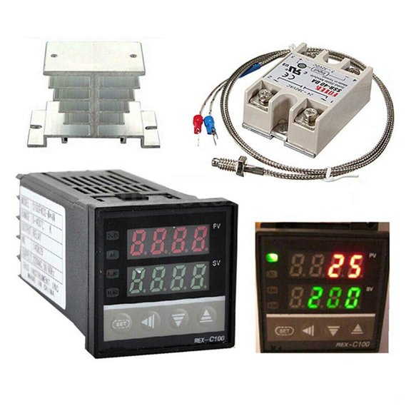 Digital PID Temperature Controller with SSR Relay, Thermocouple Probe & Heat Sink