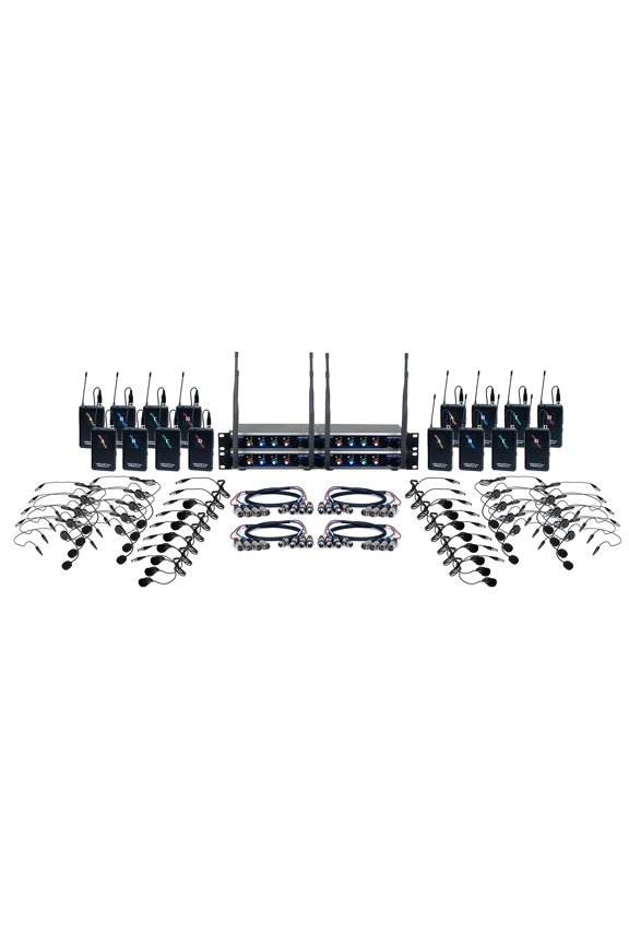 16 Channel UHF Wireless Headset & Lapel Mic System with Mic-On-Chip Technology, Black, 14.00 x 18.00 x 24.00
