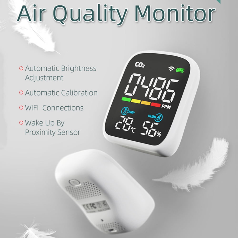 Digital PV28-AW Smart WIFI Mini CO2 Detector, Portable 3-in-1 Indoor Air Quality Monitor, Digital CO2 Temperature Humidity Meter Monitor Carbon Dioxide Detector Measuring Range