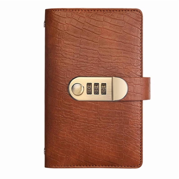 Digital Password Journal with Lock, PU Leather Cash Deposit Book Small Purse for Women Retro Privacy Storage Folder (Coffee)