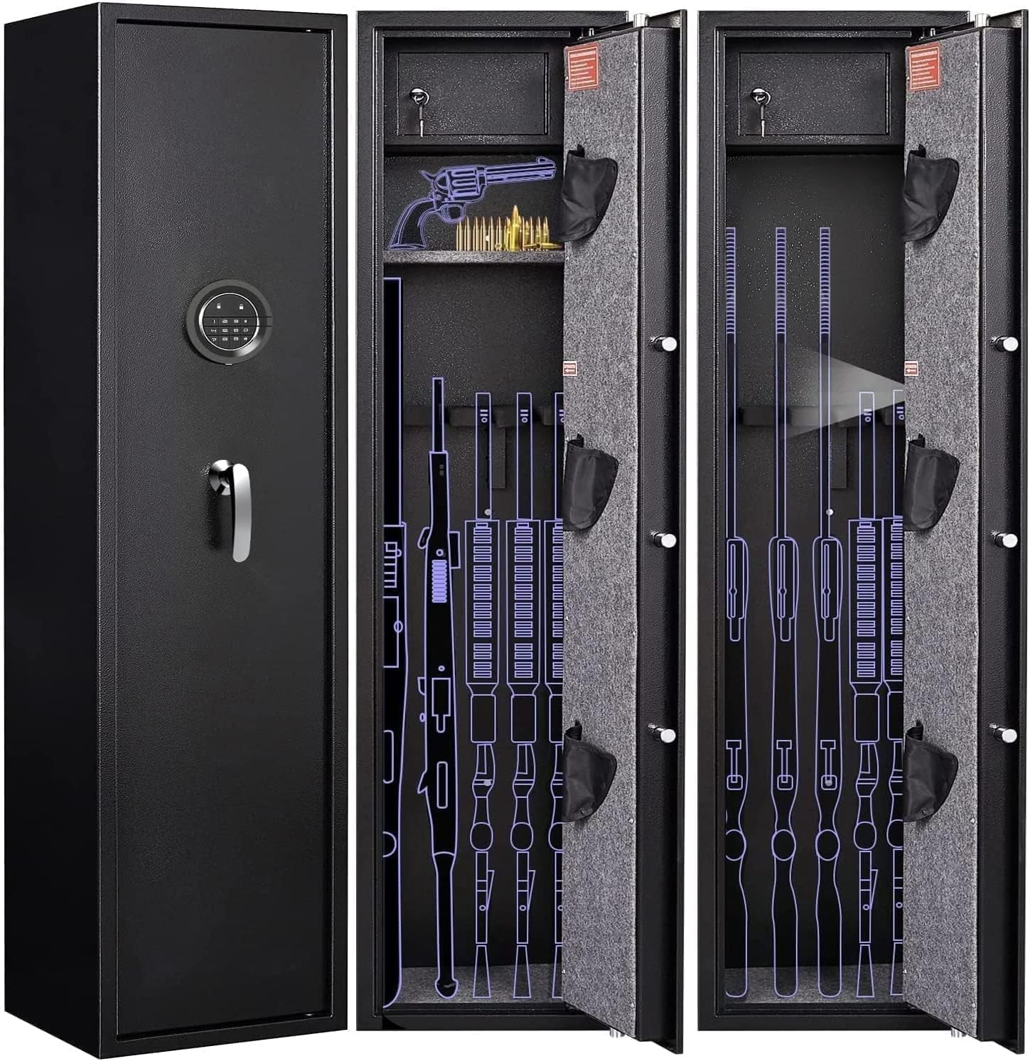 Digital Password Long Gun Safes,Rifle Gun Safe Quick Access 5 Gun Storage Cabinet for Home Rifles Shotguns