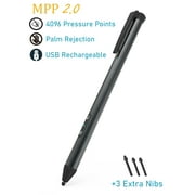 Digital Pen 4096 Levels of Pressure Sensitivity Stylus Pen, Compatible with Surface Pro, Surface Book 1 & 2, Surface Go, Rechargeable & Palm Rejection MPP 2.0 (Dark Gray) with 3 Extra Pen Tips