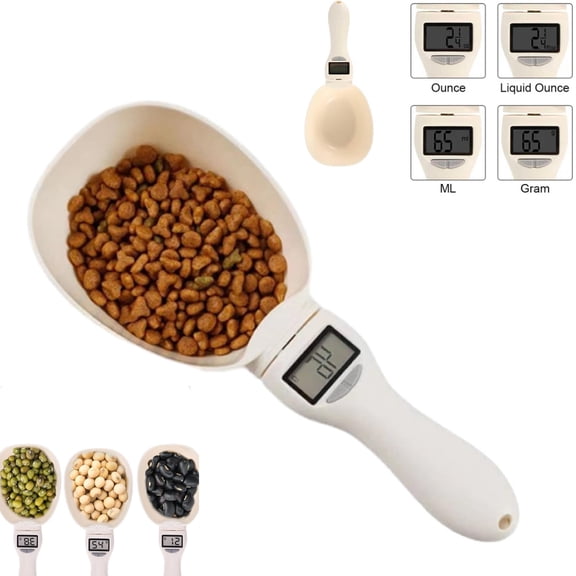 Digital Pet Food Measuring Scoop Feed Spoon, Electronic Measuring Spoon with Conversion & LCD Screen, Food Measuring Scoop Scale, for Dog Cat Meals Kitchen Gadgets