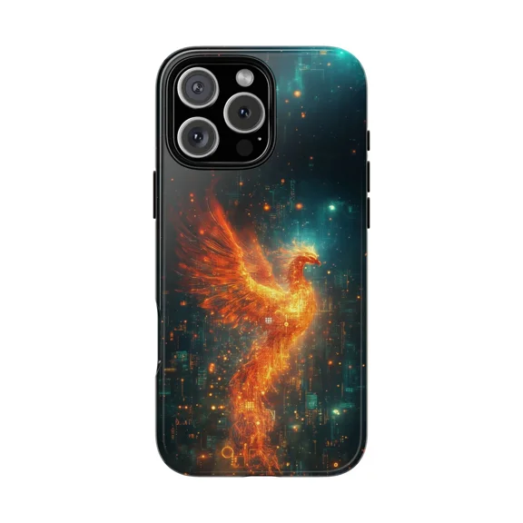 Digital Phoenix Rising Fire Bird Case for iPhone 17 to 11 Pro Max
