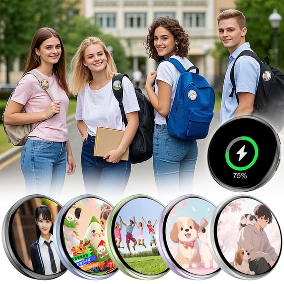 Digital Photo Video GIF Badge Pin with 1.7 Inch Touchscreen Display and 600mAh Rechargeable Battery