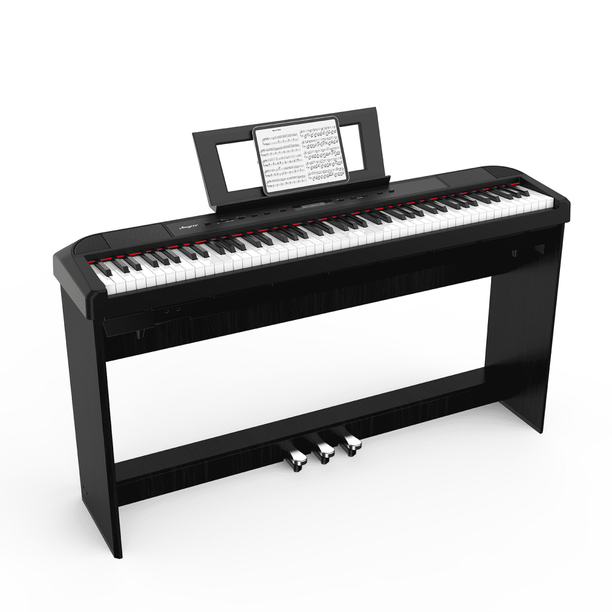 Digital Piano 88 Key Weighted Hammer Keyborad Piano with Sustain Pedal & Built in Speakers for Beginner/Adults(With Wood Stand)
