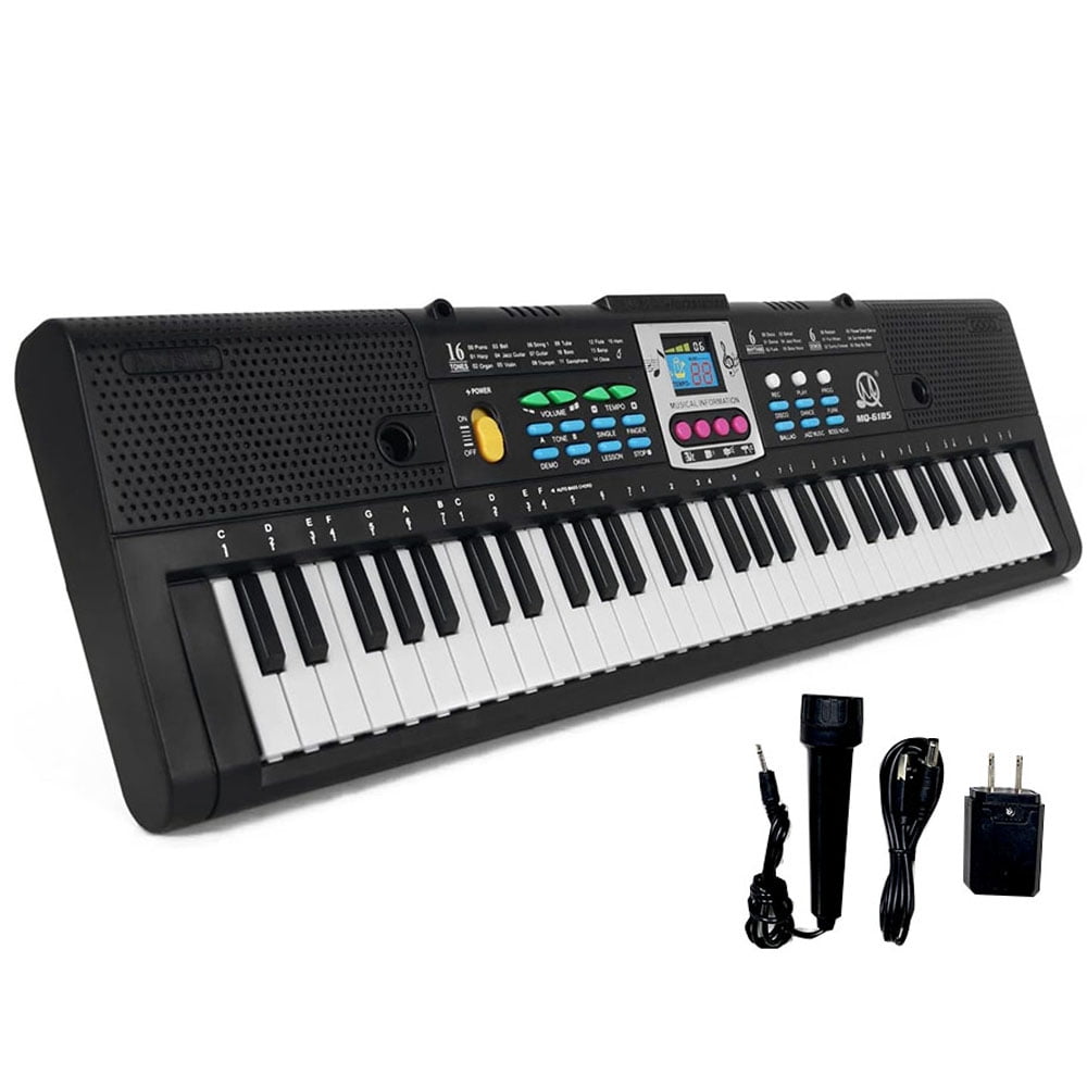 Digital Piano Keyboard 61 Key - Portable Electronic Instrument with Microphone
