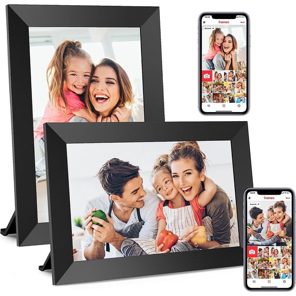Digital Picture Frame, 10.1" Frameo Digital Frame WiFi with 32GB Memory, 1280x800 IPS Touch Screen, Send Photos/Videos from Your Phone Anywhere, Photo Gifts for Parents and Grandparents 2 Pack