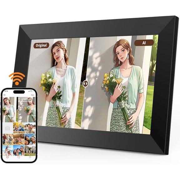 Digital Picture Frame,10.1 Inch Tuya Digital Photo Frame, 1280x800 IPS LCD Touch Screen,Auto-Rotate,16GB,Featuring AI Photo Editing,Make Photos More Interesting,Nice Gifts for Your Loves