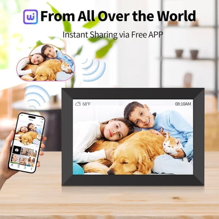 Digital Picture Frame 10.1 Inch WiFi Touchscreen with 16GB Storage, IPS HD Display for Photo Upload via App, Wall-Mounted Gift for Home Decor