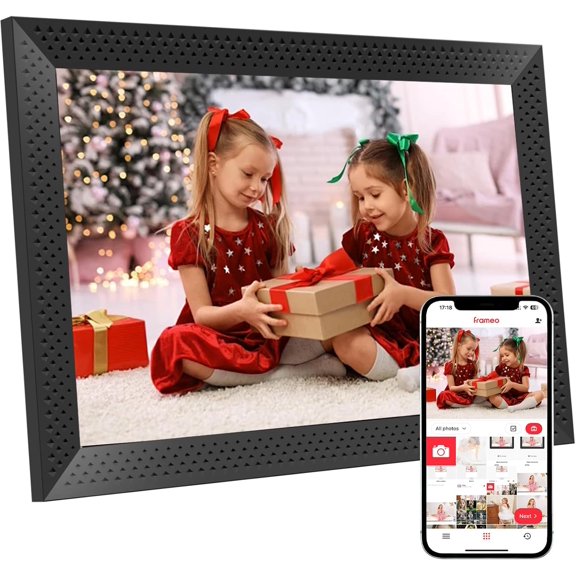 Digital Picture Frame 10.1 inch Smart Electronic Frameo Photo Frame 32GB Auto-Rotate 1280*800 HD Touch Screen, Desk or Wall Mounted, Share Photos Videos Instantly, Gifts for Mom Dad Women Men (Black)