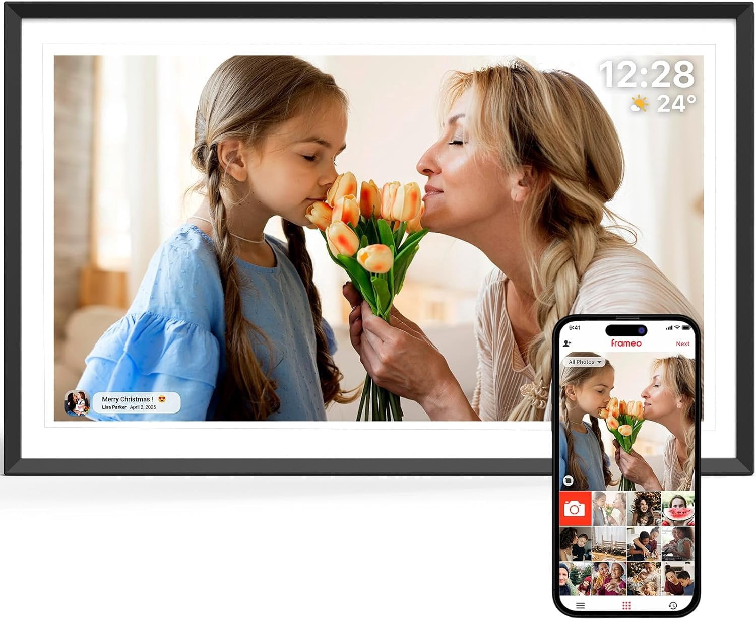 Digital Picture Frame 15.6 inch, WiFi Digital Photo Frame with 32GB ...