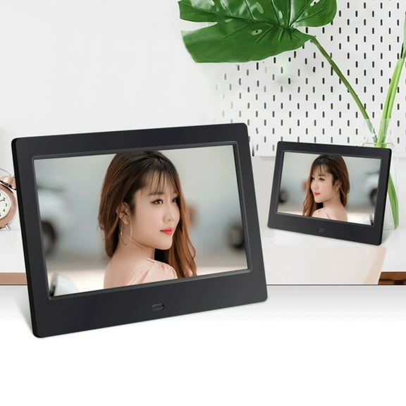 Digital Picture Frame, 7 Inch HD Electronic Photo Album with Calendar Clock, Loop Playback for Pictures Video Music, Supports SD Card USB PC Connection, Desktop Slideshow Viewer, 7.1x6.1x0.9in