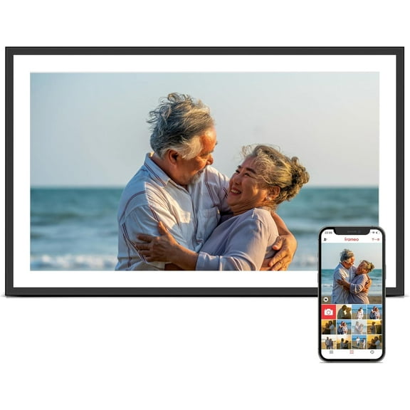 Digital Picture Frame, Frameo 15.6 Inch Large Digital Photo Frame WiFi, 1920 * 1080 IPS FHD Touch Screen, 32GB, Tabletop&Wall-Mounted, Electronic Photo Frame, Share Video, Birthday, Wedding, for Mom