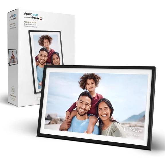 Digital Picture Frame Powered by , 15.6" Large WiFi Digital Photo Frame, Easy to Share Photos/Videos via App, 1920x1080 FHD IPS Touch Screen, Auto-Rotate, Free Cloud Storage