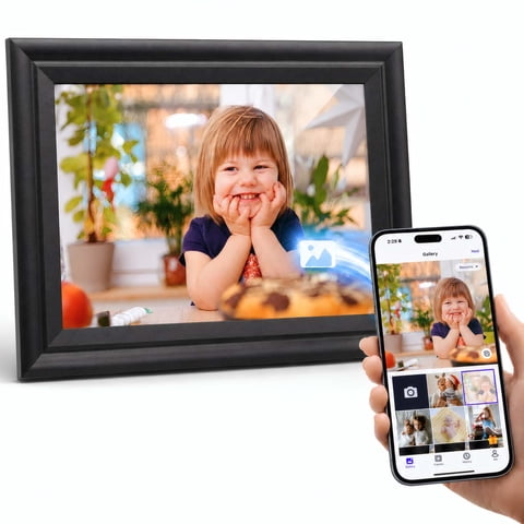 Digital Picture Frame WiFi 10.1 Inch Digital Photo Frame, Electronic Picture Frame, 16GB Storage, Auto-Rotate, IPS Touch Screen, Easy Setup and Share Photos and Videos via Free App from Anywhere