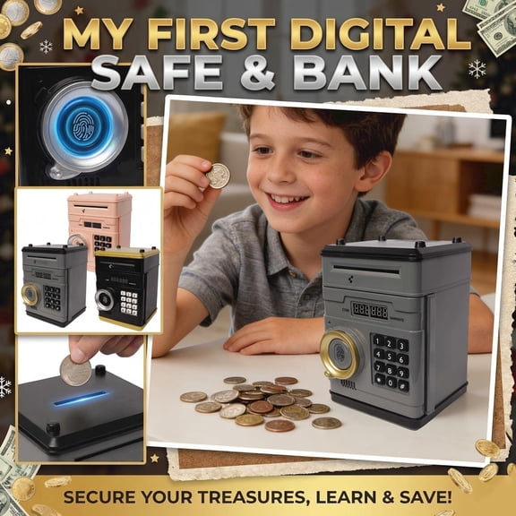 Digital Piggy Bank, Electronic Money Safe With Password Lock And Fingerprint Sensor Simulation, Automatic Bill Feeder And Coin Counter, Fun Savings Toy To Teach Financial Responsibility