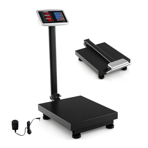 Digital Platform Scale 660lbs, Silver Metal Industrial Weighing Scale