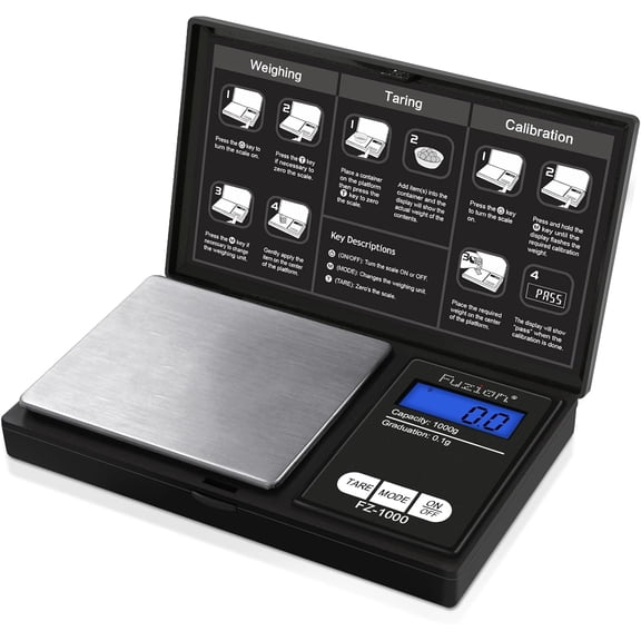Digital Pocket Gram Scale 1000g/0.1g, Small Digital Scales Grams Ounces Grains, Herb Scale, Jewelry Scale, Portable Travel Food Scale