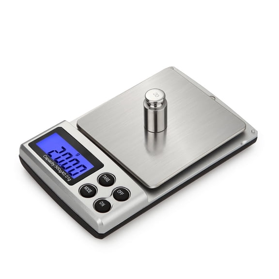 Digital Pocket Scale 500g x 0.01g - Portable Jewelry Scale with Diamond Tester Selector - Stainless Steel Mini Scale for Metals, Herbs, Medicine - Easy Read LCD Display - AAA Battery Powered