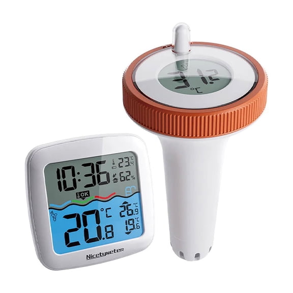 Digital Pool Thermometer Floating - Easy Read Wireless Water Thermometer for Spa, Aquarium & Swimming Pools - IPX8 Waterproof Design with Remote Temperature Sensor & Humidity Monitor