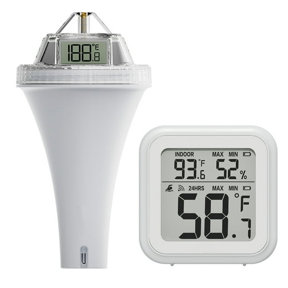 Digital Pool Thermometer Wireless Floating Easy Read with Outdoor/Indoor Temperature Monitor for Swimming Pool,Hot Tub, Fish Aquarium, Pond