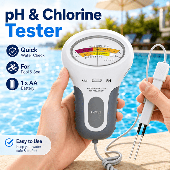 Digital Pool pH Meter with Portable Water Testing Display, Handheld Acidity Tester for Water Quality Maintenance, for Swimming Pool, Spa, Aquarium, and Household Water, 1 AA Battery Required