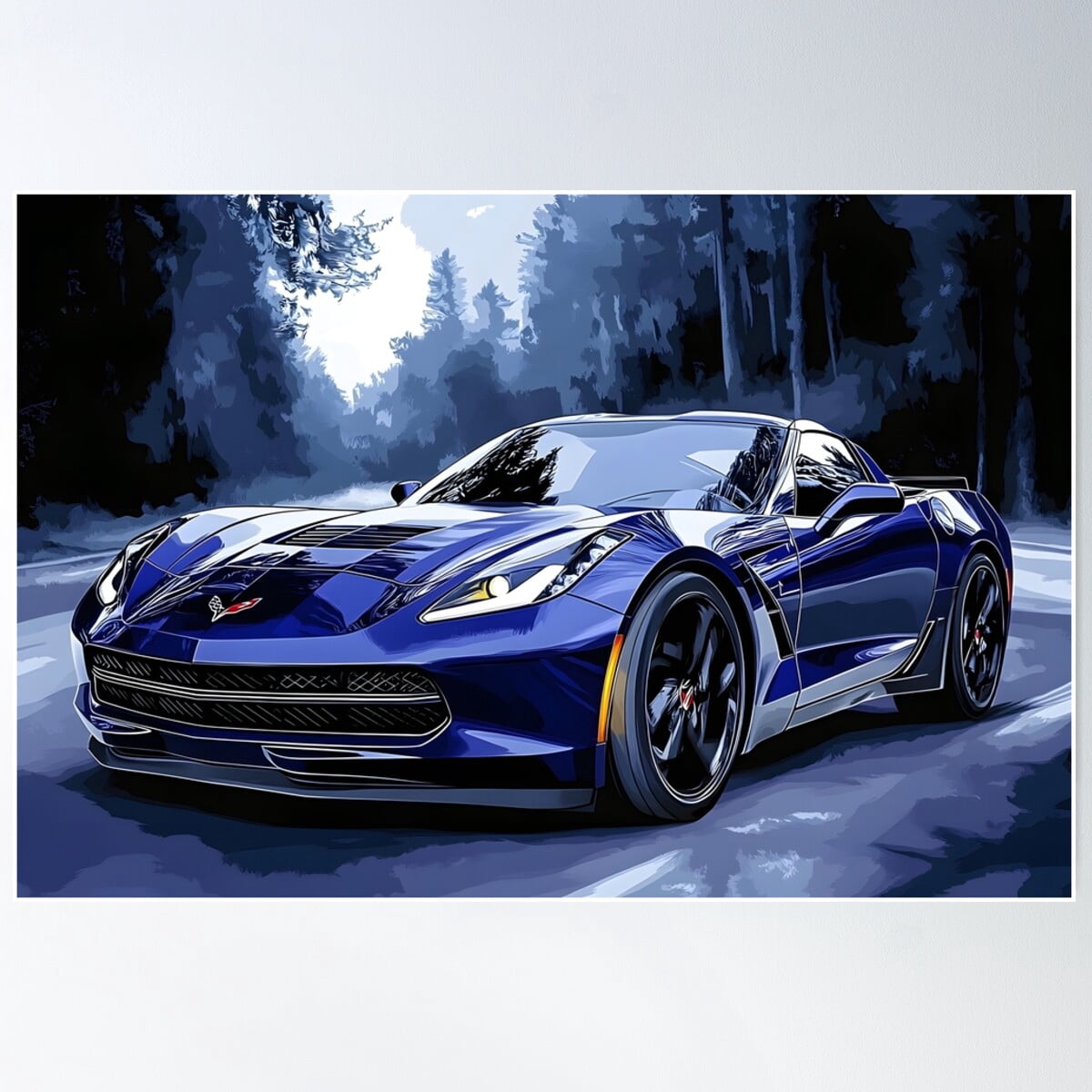 Digital Pop Art – Blue Chevrolet Corvette Stingray C7 Vii Poster Wall ...