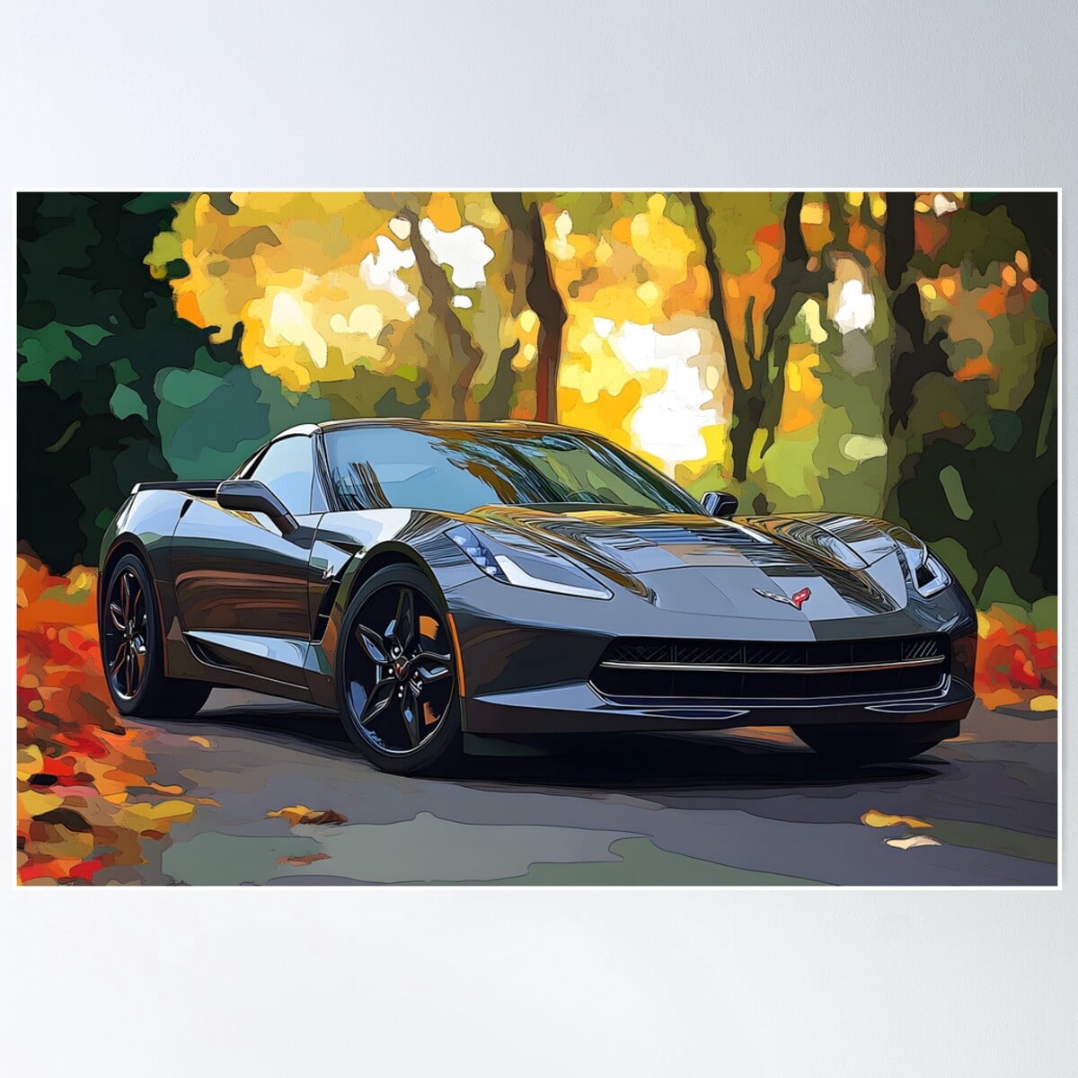 Digital Pop Art – Grey Chevrolet Corvette Stingray C7 Iv Poster Wall ...