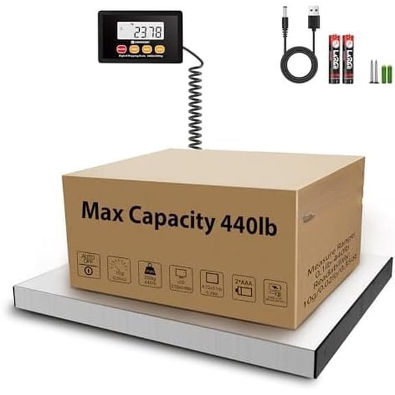 Digital Postal Scale,440lb x 10g Accuracy Shipping Scale,Stainless Steel Platforms,Heavy Duty Scale with LCD/Hold/Tare Functions,Postage Scale for Packages,Luggage Scale,&USB Included