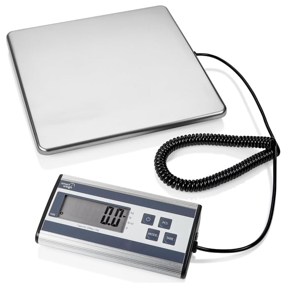 Digital Postal Shipping Scale, Heavy Duty, 440 lb Capacity, 6 oz Readability, Hold & Tare Function, Stainless Steel Platform