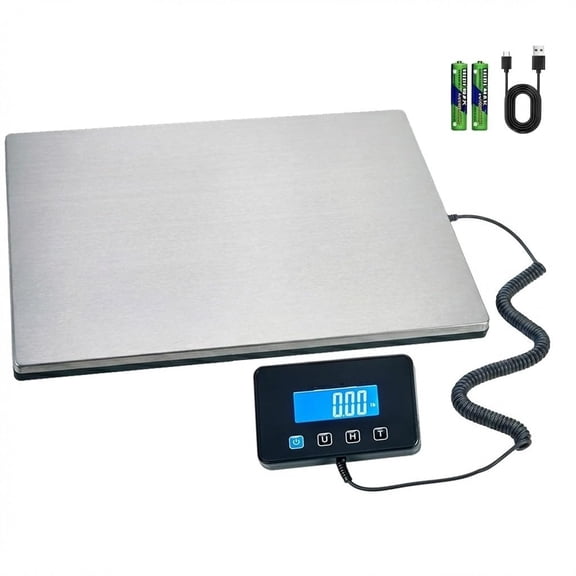 Digital Postal Shipping Scale, Heavy Duty Wide Platform, 440 lb Capacity, 2 oz Readability, Hold & Tare Function, Includes Batteries & USB-C
