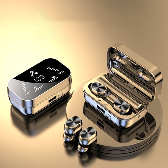 Digital Power Display Bluetooth Headset Mini Private Mode True Wireless 5.2 Binaural In-Ear Sports Noise Cancellation Wireless Earbuds with Mic for Tv Smart Phone Computer Laptop