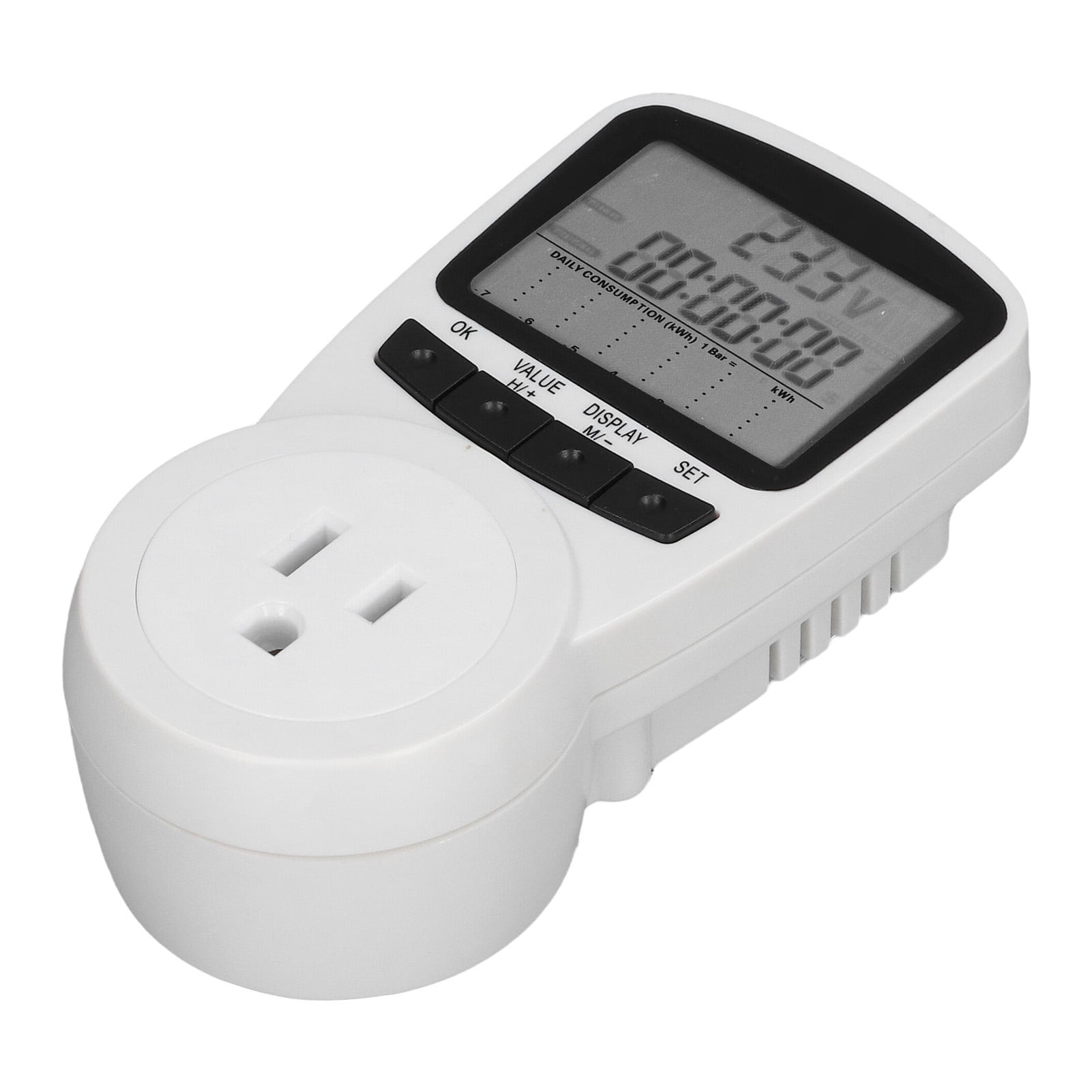 Digital Power Meter Socket, LCD Display, Tracks KWh, Voltage, Amps Cost ...