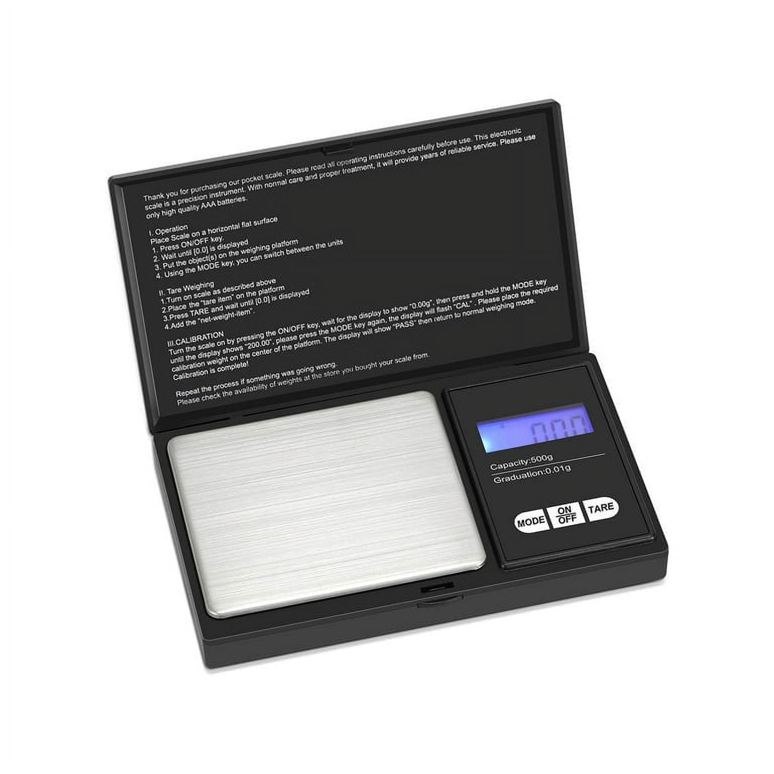 Digital Pocket Scale 500g Capacity x 0.01g Detail with Large 1/2 Backlit  Digits