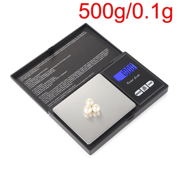 Digital Kitchen Scale High Precision Jewelry Scale 500g Capacity 0.1g Accuracy Portable Mini Food Scale for Cooking Baking Coffee,Black,1PC